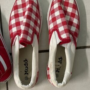 Mudd Red and White Checkered Slip-On Shoes